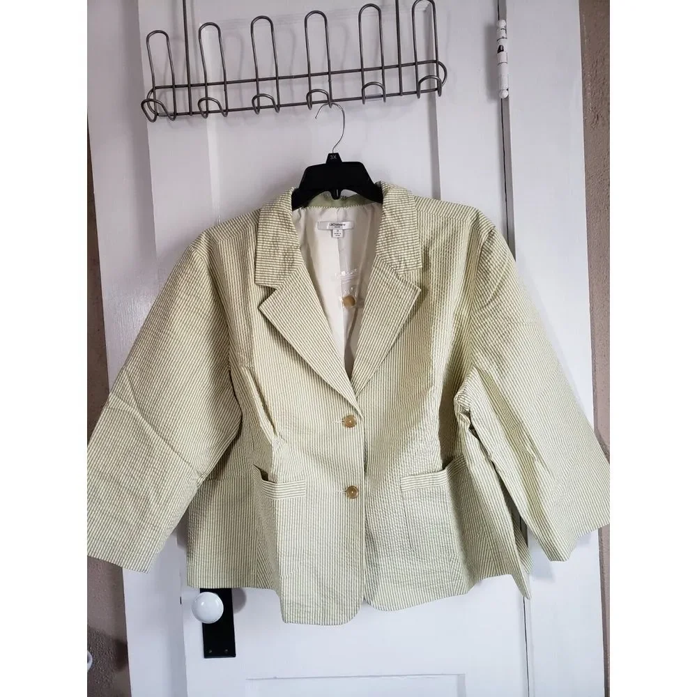 NWOT‎ LizClaiborne women 2pcs park green stripe jacket 3X w/Capris   28W